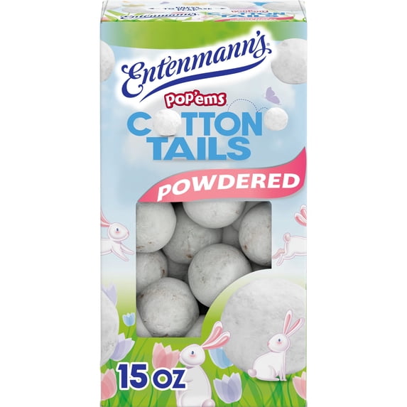 Entenmann's Pop'ems Cotton Tails Donut Holes, 13.5 oz, Powdered Sugar Donuts, Box
