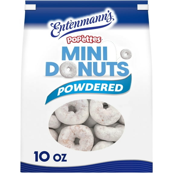 Entenmann's Pop'ettes Powdered Donuts, 10 oz, Sugar Mini Donuts, Bag