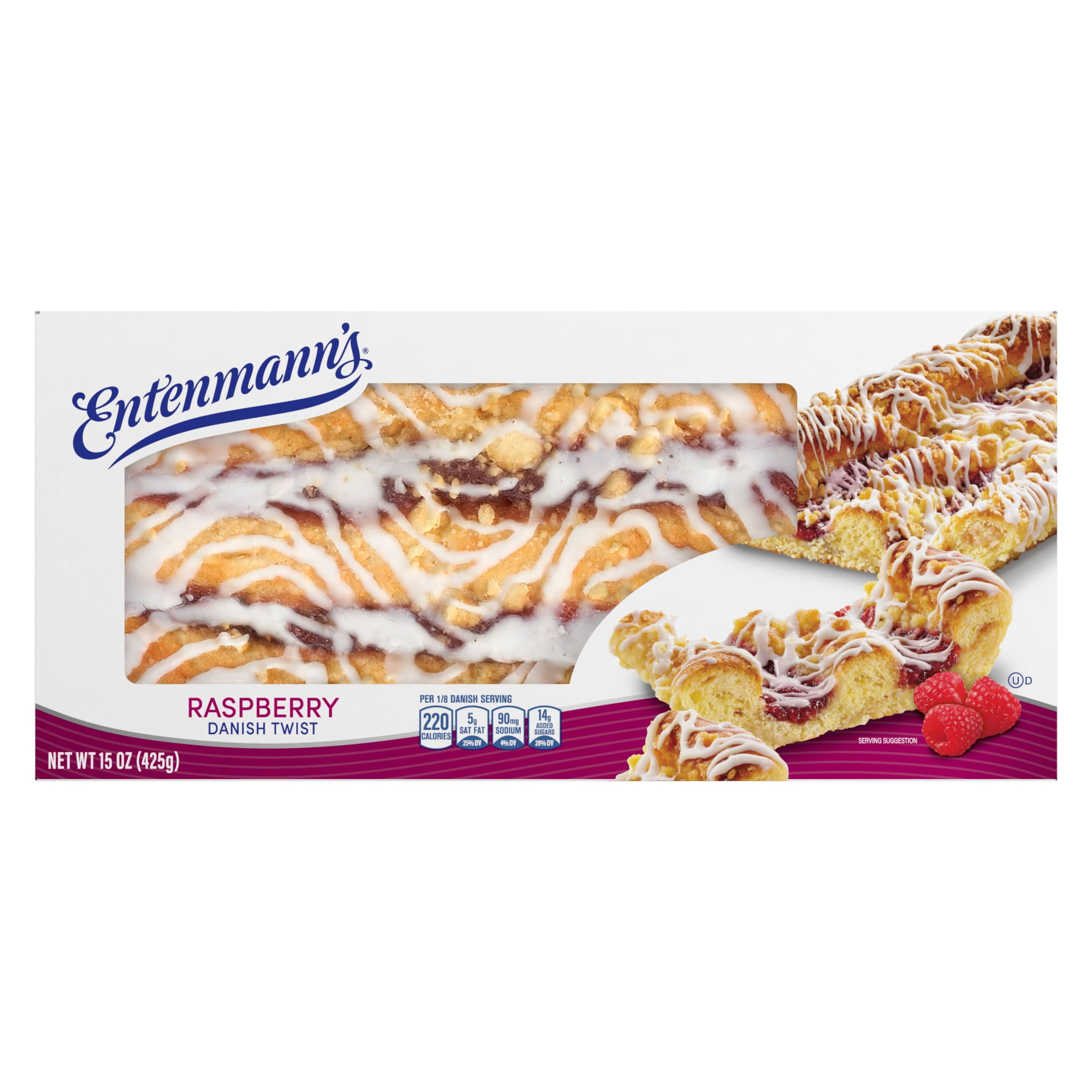Entenmann's Raspberry Danish Twist, 15 oz, Danishes, Carton