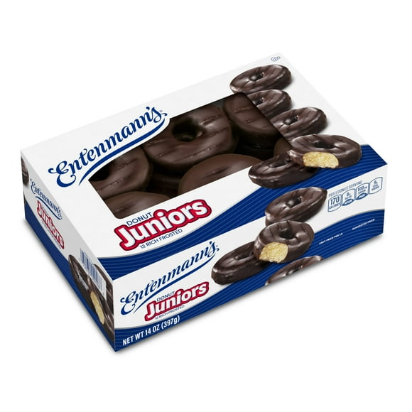 Entenmann's Rich Frosted Donut Juniors, 12 count, Chocolate Donuts, 14 oz Box