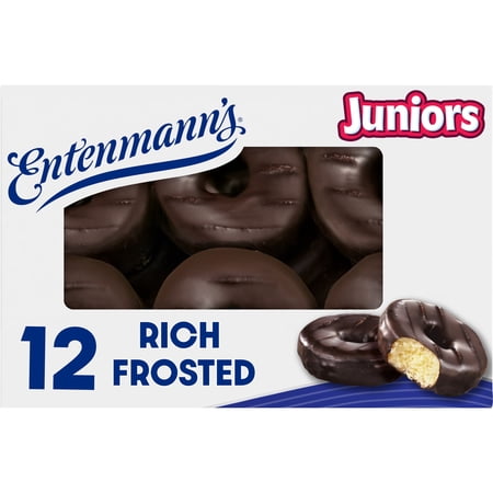 Entenmann's Rich Frosted Donut Juniors, 12 count, Chocolate Donuts, 14 oz Box