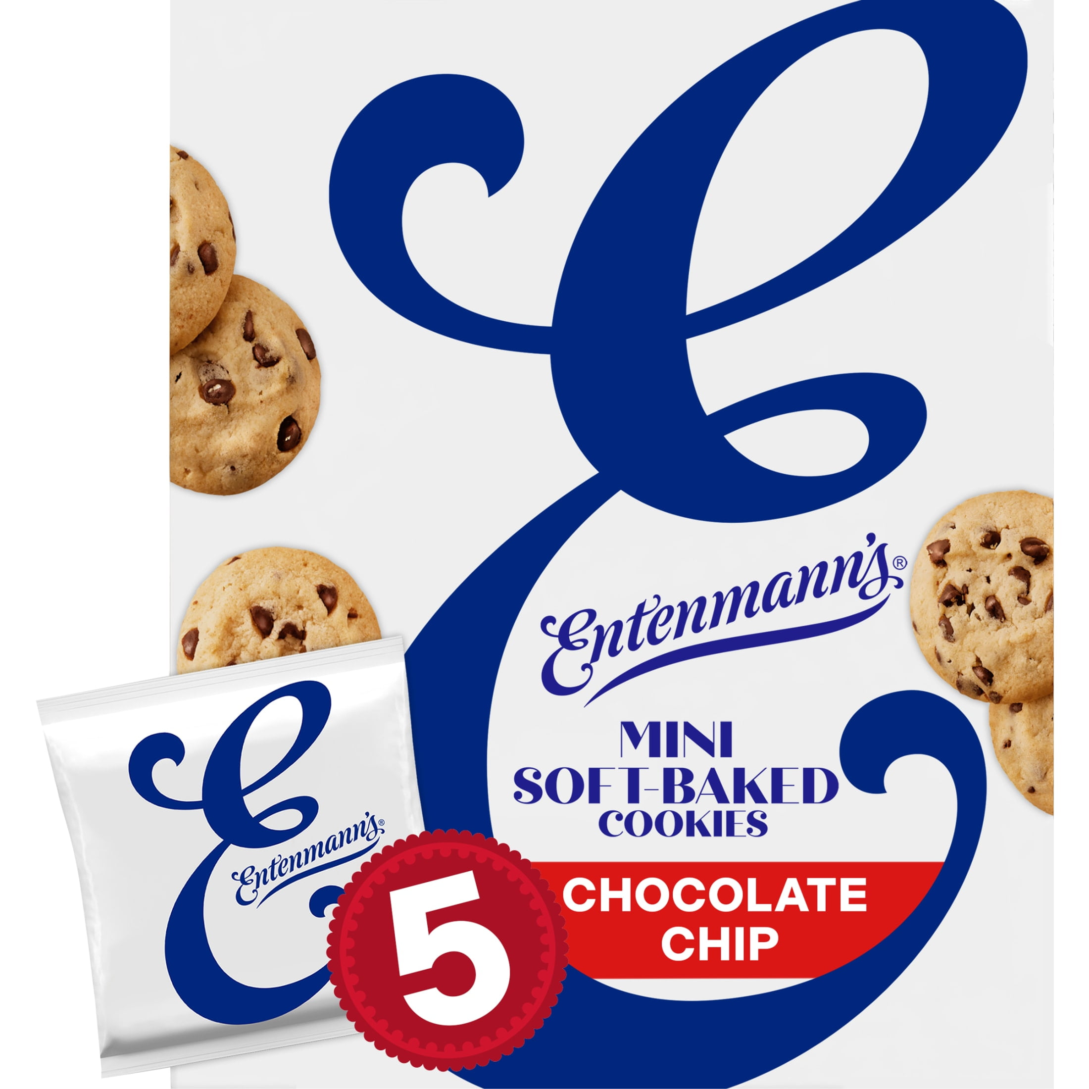 Entenmann's Soft-Baked Chocolate Chip Cookies, 5 packs, Mini 6.88 oz Box