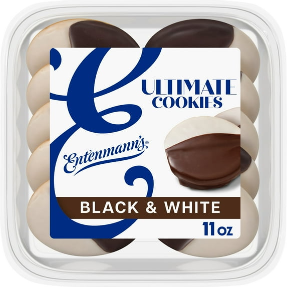 Entenmann's Ultimate Black & White Cookies, 11 oz, Chocolate & Vanilla Cookies, Container