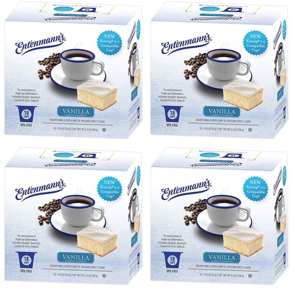 Entenmann's Coffee, Vanilla Flavored Medium Roast Single Serve Coffee Cups (for Keurig K-Cup Brewers) - 72 Count
