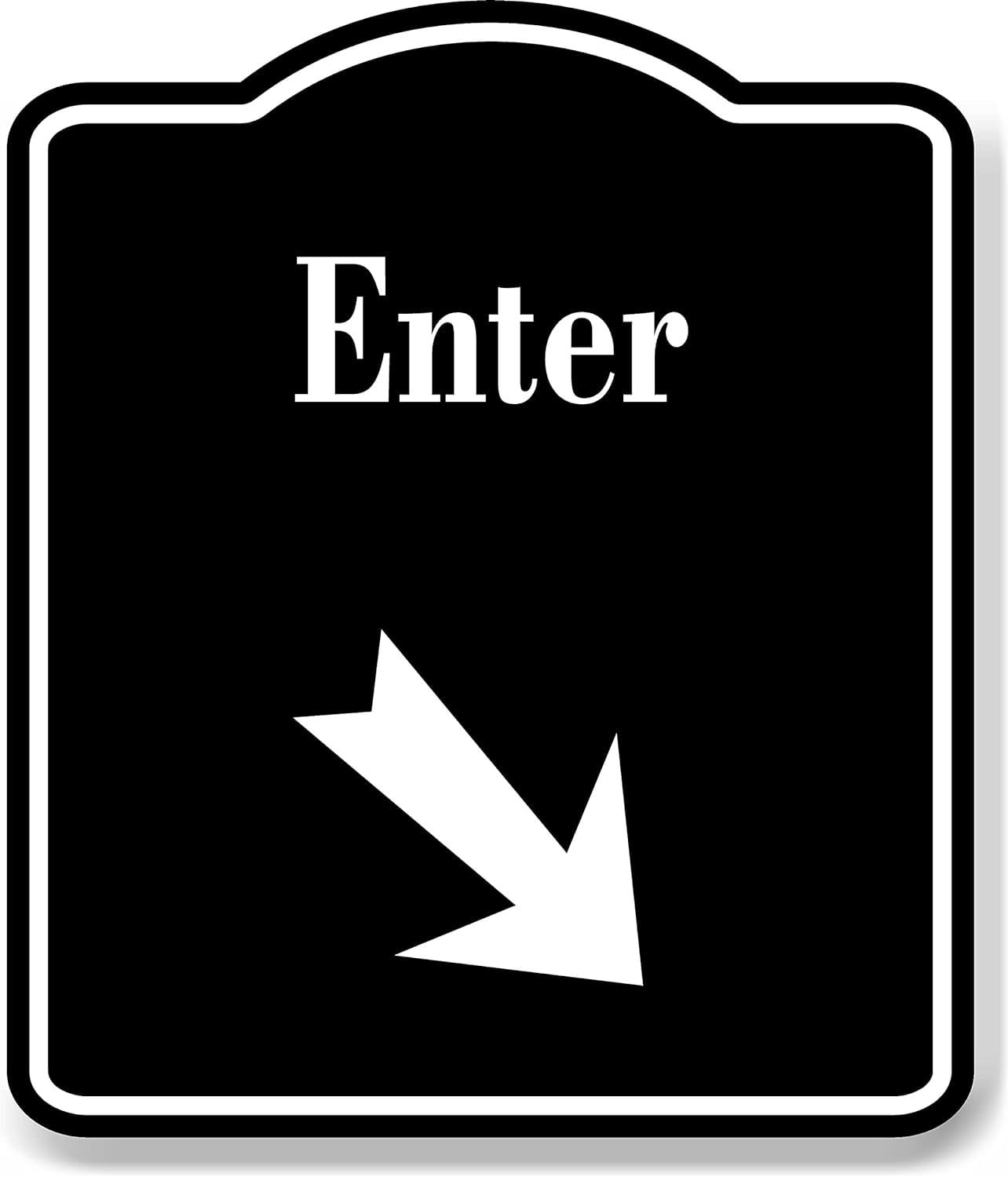 Enter 45 Degree Down Right Arrow BLACK Aluminum Composite Sign, 20