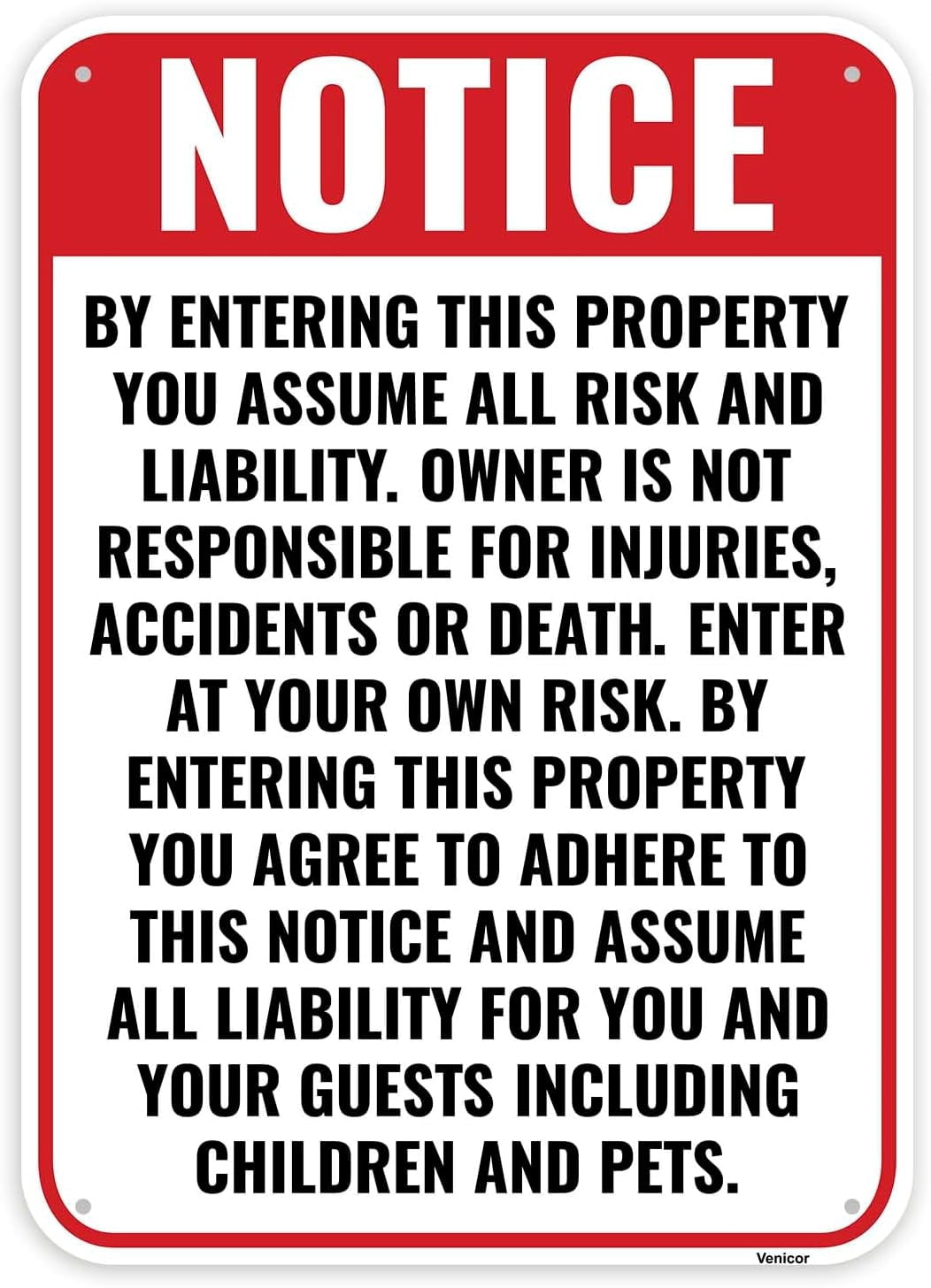 Loading At Own Risk Signs Enter At Own Risk Sign, 12 x 8 Inches - Aluminum - Not Responsible For ...