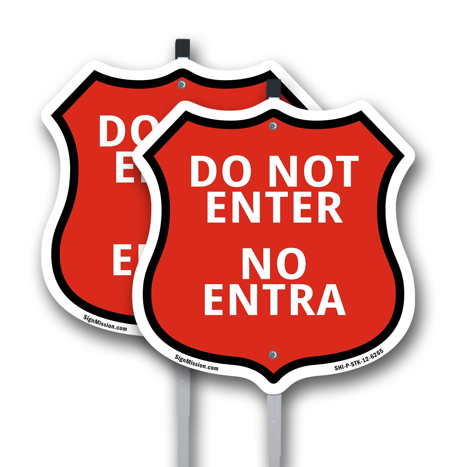 Spanish Sign Posts Do Not Enter Bilingual English / Spanish (2 Pack) 12 inch X 12 inch ...