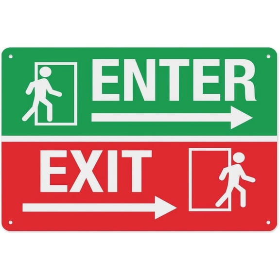 Enter Exit Sign 8"x12" - Aluminum Tin Warning for Home Outdoor Garden, Weatherproof Directional Decor for Building