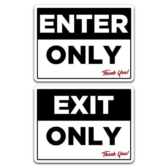 Enter Only and Exit Only Signs for Your Business, Signs for Your Office (4 Pack of Signs) You Will Receive 2 of Each Version (8 1/2 X 11") - View Both pics to See What Signs You Will be Receiving