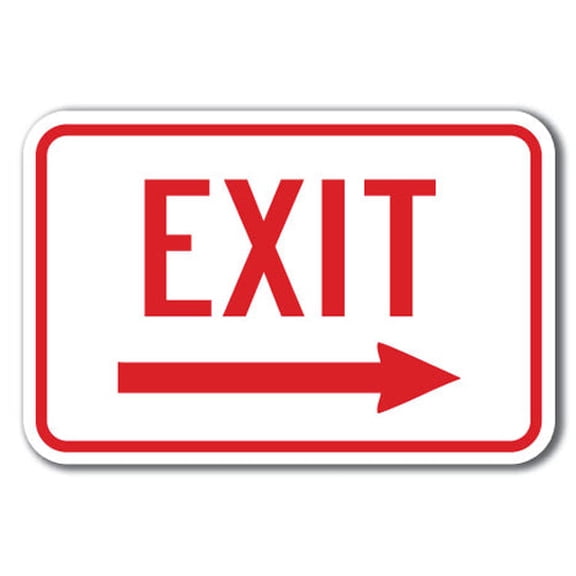 Enter-Exit Signs -Exit with right arrow Sign 12" x 18" Heavy Gauge Aluminum Signs