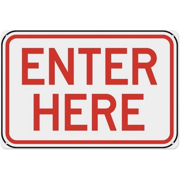 Enter Here Sign 8"x12" - Aluminum Tin Warning for Home Outdoor Garden, Weatherproof Directional Decor for Entrance