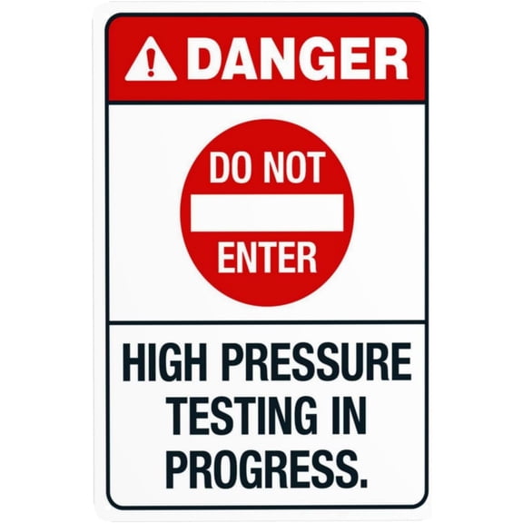 Do Not Enter High Pressure Testing In Progress Warning Sign, Security Safety Metal Signs, Vintage Caution Poster Wall Decor for Business Office Home Street Road Use 8 x 12 Inch