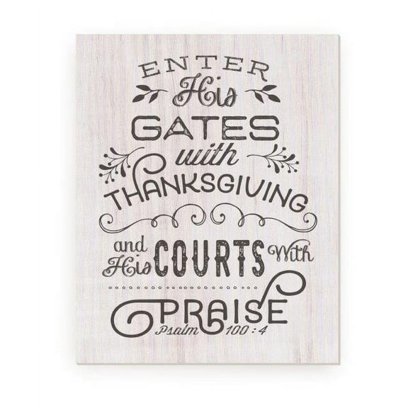 Enter His Gates With Thanksgiving Rustic Wood Wall Sign 12x15 (Unframed)