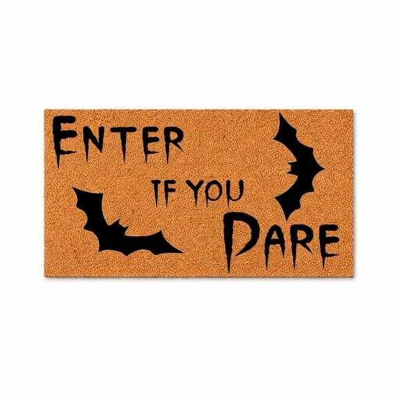 Enter If You Dare, Bat Silhouette Design Doormat - Brown Coir PVC Outdoor Doormat (16x24 inches) 5481
