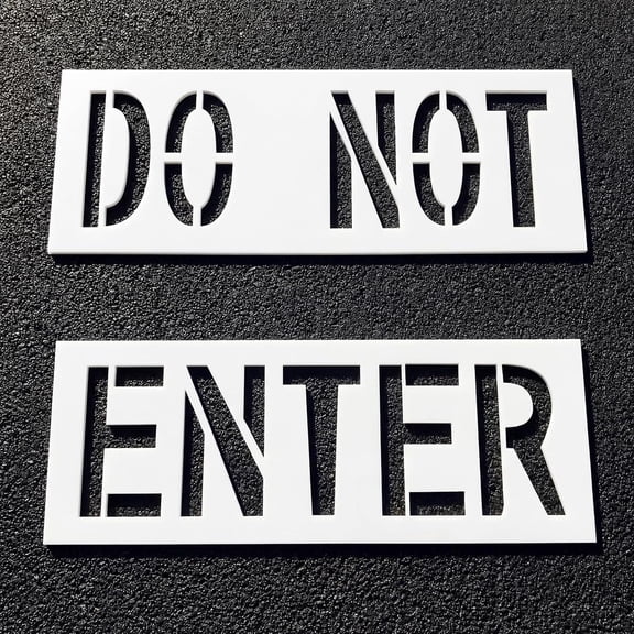 Do Not Enter Parking Lot Stencil with 12" Letter Height 8" Wide, 60"x18" & 54"x18" 1/16" Thick LDPE - Reusable Traffic Direction Stencils for Asphalt & Concrete