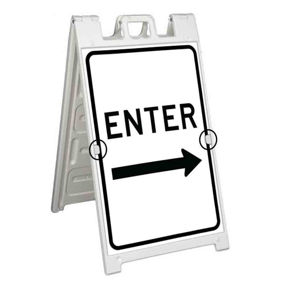 Enter Right Arrow (24" X 36") Deluxe A-Frame Signicade, Includes 2 Removable Panels & Stand