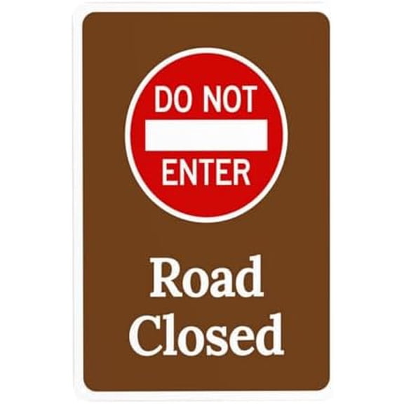 Do Not Enter Road Closed Warning Sign, Rules Security Metal Signs for Outdoor Indoor Road Yard Garage Home Busines Street Wall Caution Decor 8 x 12 Inch