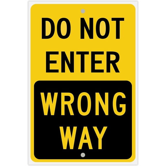Do Not Enter Wrong Way Signs Outdoor - Rust Free Aluminium Metal No Entry Sign, UV Protected, Weather Resistant, Waterproof, Durable Ink and Easy to Install & Read