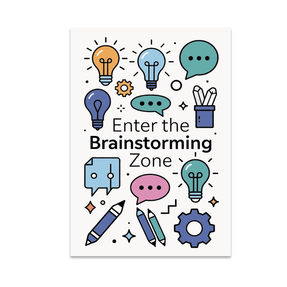 Enter the Brainstorming Zone Art - Creative Workspace Decor - 13x19 Poster Print