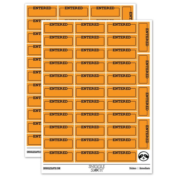 Entered Blank Box for Date Signature Sticker Set - Orange - Matte Finish - 1.5" Small