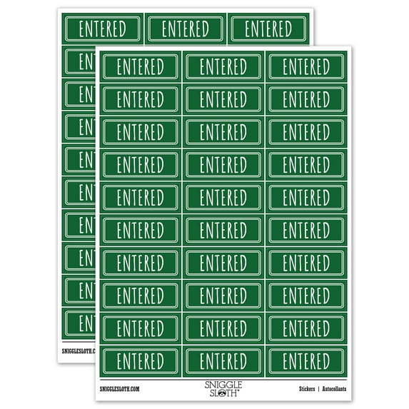 Entered Double Line Border Sticker Set - Dark Green - Gloss Finish - 1.75" Medium