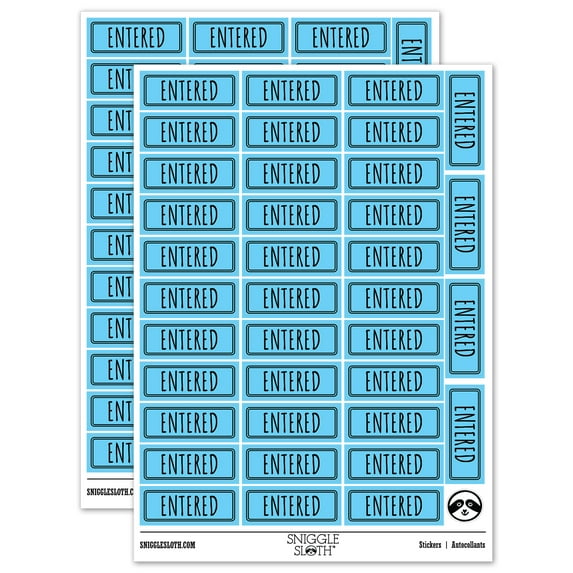 Entered Double Line Border Sticker Set - Light Blue - Gloss Finish - 1.5" Small