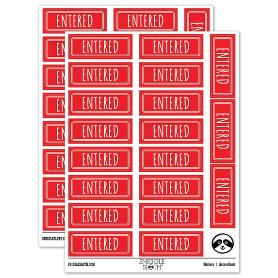 Entered Double Line Border Sticker Set - Red - Matte Finish - 2.00" Large