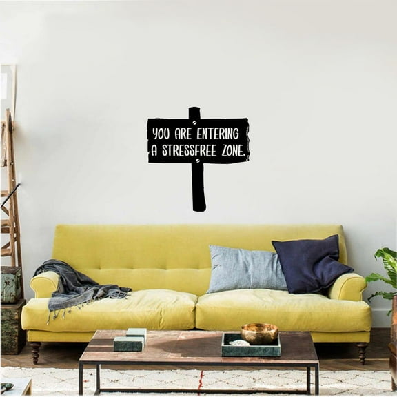 Entering A Stressfree Zone Quote Lake House Cabin Fishing Scenery Vacation Quotes Wall Decal Sticker Vinyl Art Mural for Girls / Boys Home Room Walls Bedroom House Decor Decoration (40x40 inch)