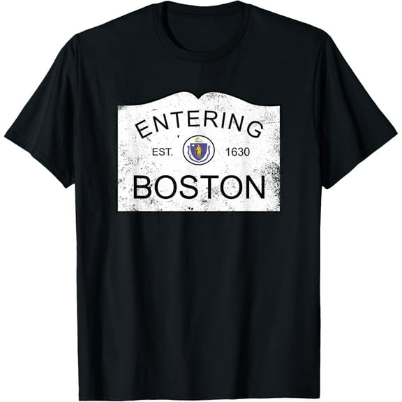 Entering Boston Massachusetts MA Town Vintage Distressed T-Shirt