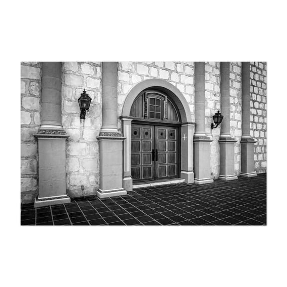 Entering Old Mission B&W - Santa Barbara California Photography Unframed Wall Art Print 12 x 18 inches