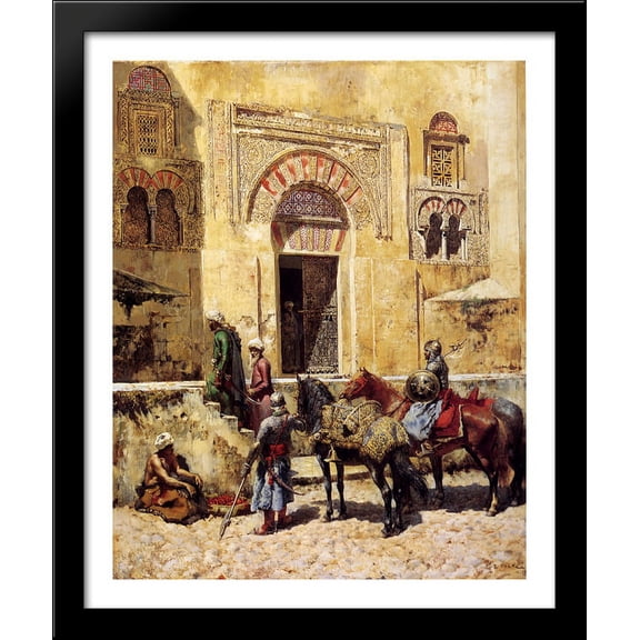 Entering The Mosque 28x34 Large Black Wood Framed Print Art by Edwin Lord Weeks