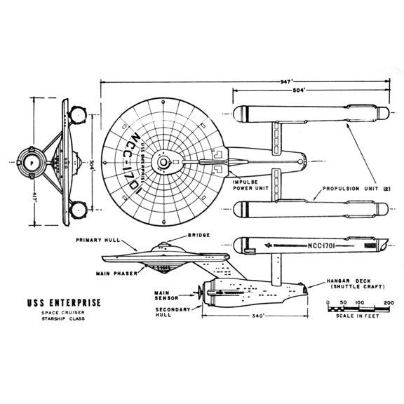 Enterprise Blue Print Poster Entertainment Decor Art Poster 24x36 Unframed, Age: Adults Z Posters