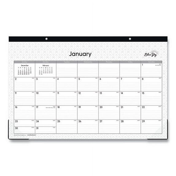 Enterprise Desk Pad, Geometric Artwork, 17 x 11, White/Gray Sheets, Black Binding, Clear Corners, 12-Month (Jan-Dec): 2024 | Bundle of 2 Each