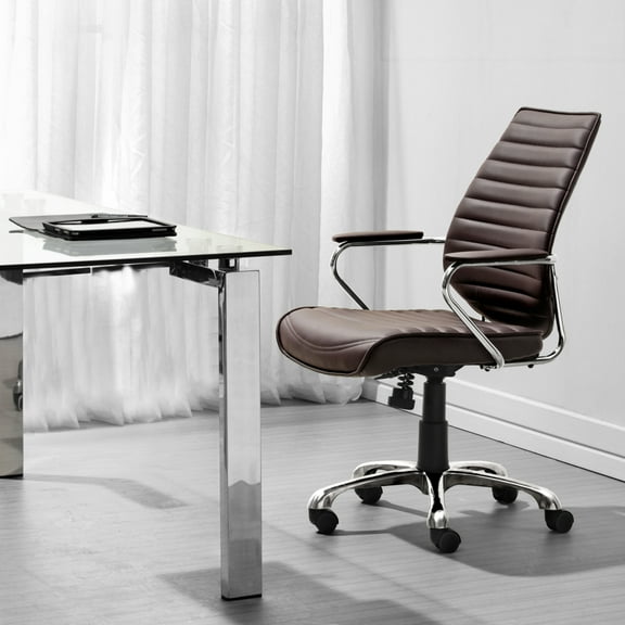 Enterprise Low Back Office Chair Polyurethane Chrome Frame Adjustable Height