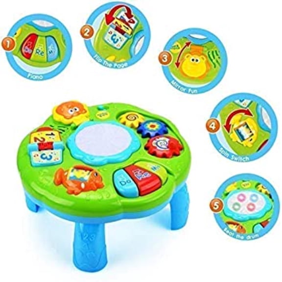 Enterprise Plastic 2 in 1 Musical Learning Table Early Educational Development Activity Center & Multiple Modes, Multicolour