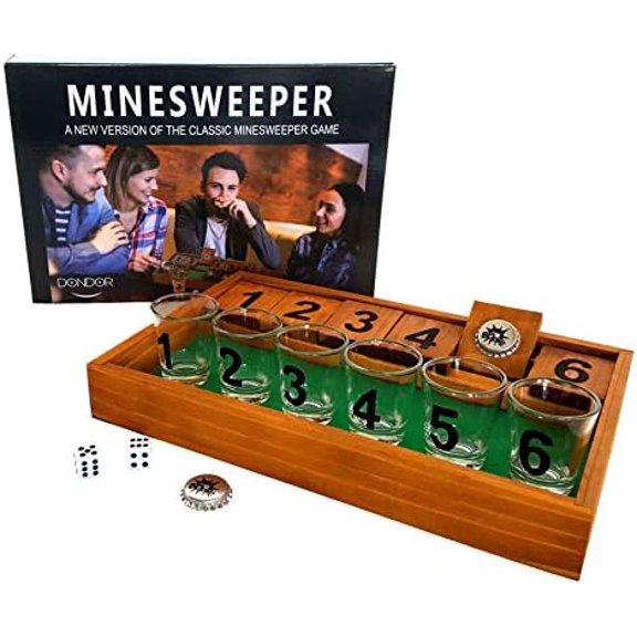 Enterprises Tic Tac Toe Shot Glass Drinking Game, Beer Bottle Opener Cap Game, His & Hers Wine Cork & Beer Cap Shadow Box (Minesweeper)