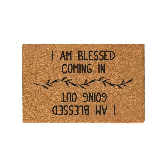 Entertaining Front Door Mat Summer Door Mats Coco Coir Floor Mat Fun Slogan Doormats ‘I Am Blessed Come In’ Front Doormat with Non-silp Backing ,Welcome Mat 16''x24'' Easy to Clean Entry Mat