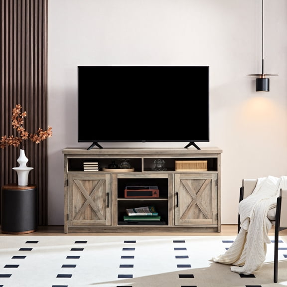 Entertainment Center | Cable Management Cutouts, Simple Cable Handling | MDF Main Material | Solves Cable Organization and Material Quality Worries