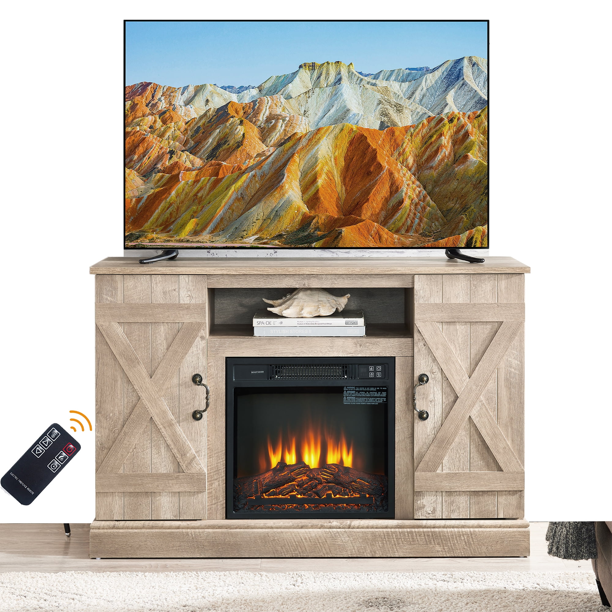 Entertainment center with fireplace sale 55 inch tv