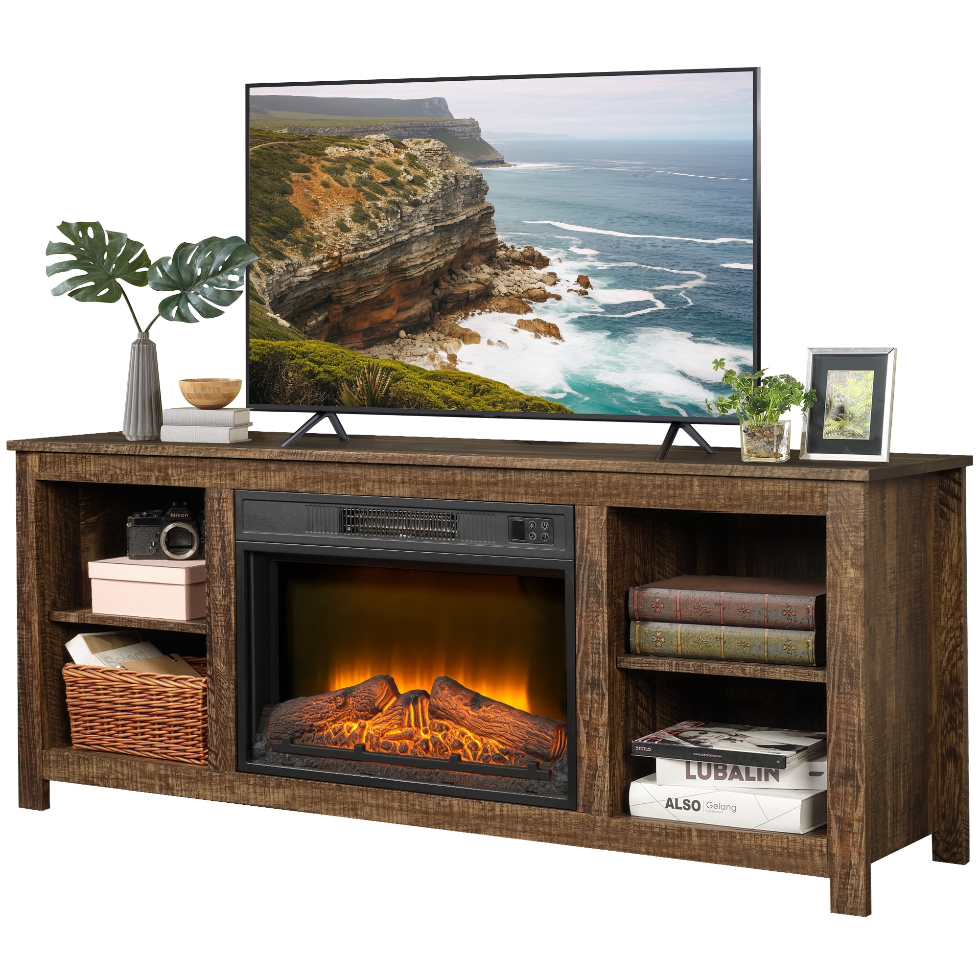 Entertainment Center with Fireplace, Seizeen Electric Fireplace TV