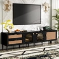 thumbnail image 1 of Entertainment Center | Storage for DVDs & Media Devices | Rattan - inspired Design & Modern Colors | Strong Support for TV, 1 of 6