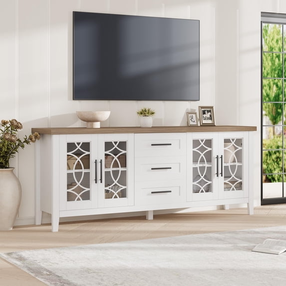 Entertainment Center, Television Stands, TV Console Table, Retro TV Table for Living Room Bedroom,Entertainment Center with Storage Drawers and Storage Door