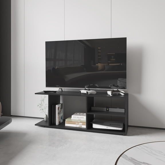 Entertainment Center | Two Shelves for Books in Living Room | Quality Engineered Wood | Improves Room Tidiness