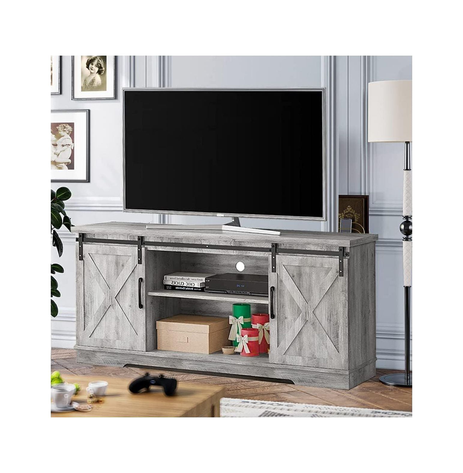 Entertainment Center for 65 Inch TV, Farmhouse TV Stand Media Console
