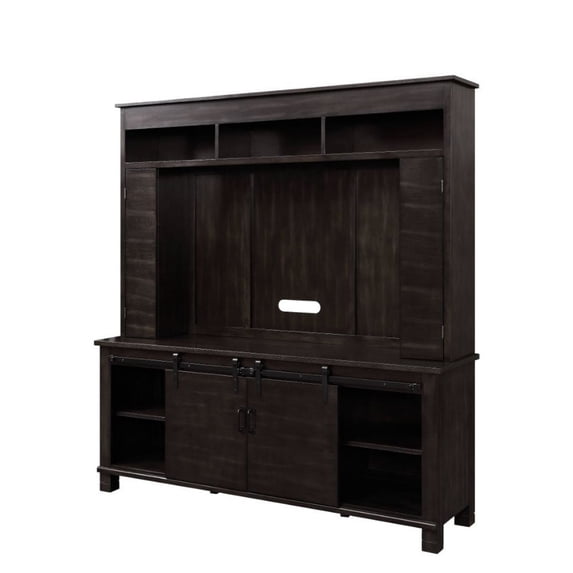 Entertainment Center with 11 Compartments and LED Fireplace, Brown