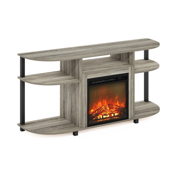 Entertainment Center with Fireplace, TV Stand for 55 Inch TVs, French Oak Grey