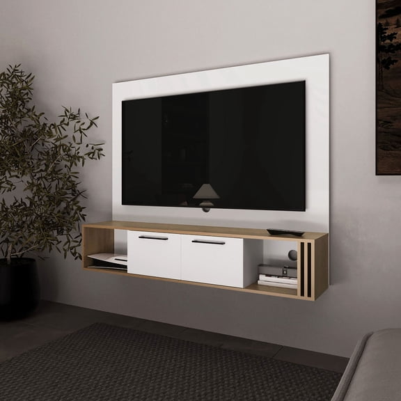 Entertainment Center with Spacious Back Panel / Provide Sturdy Surface for TV in Living Room