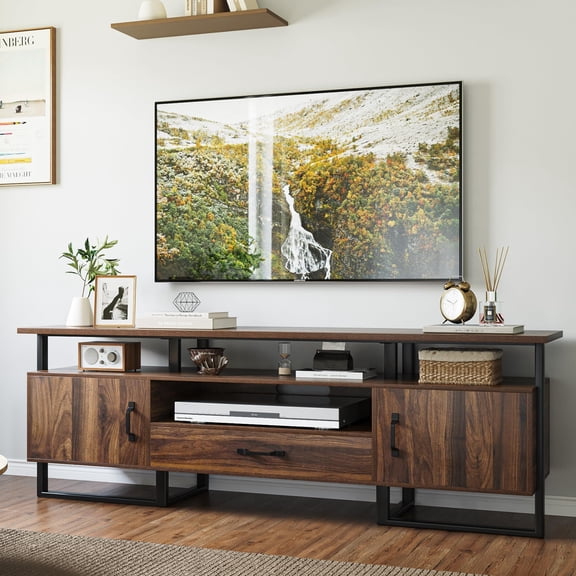 Entertainment Center with Storage Cabinets, Rustic Tv Cabinet Media Console Table for Living Room