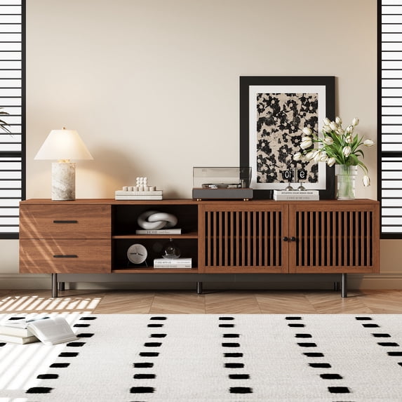 Entertainment Centers, 78 inch Modern TV Stand for TVs up to 85", Entertainment Center with Deep Drawers & Cable Management, Soft-Closing Hinges, Solid Wood Legs for Living Room