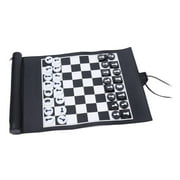 Entertainment Chess Game, PU Leather Chess Board, Traditional Chess, Roll up Chess Set, Board Game,32 black and white Chessmen for Beginner